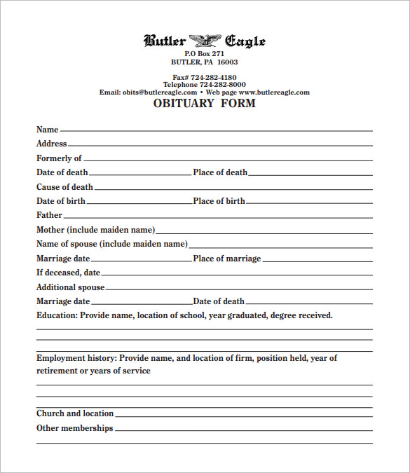 CONFESSIONS OF A FUNERAL DIRECTOR » Do It Yourself Obituary Template